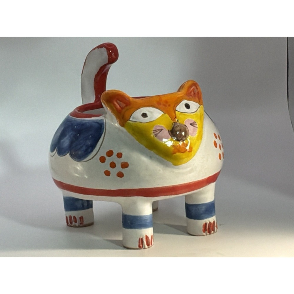 Desimone Made In Italy For Gumpis Hand Painted Kitty Bowl Planter 7" X 6"